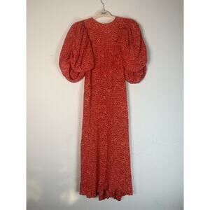 Rotate Birger Christensen Jacquard Open Back Dress Red Floral Size US 6 UK 8